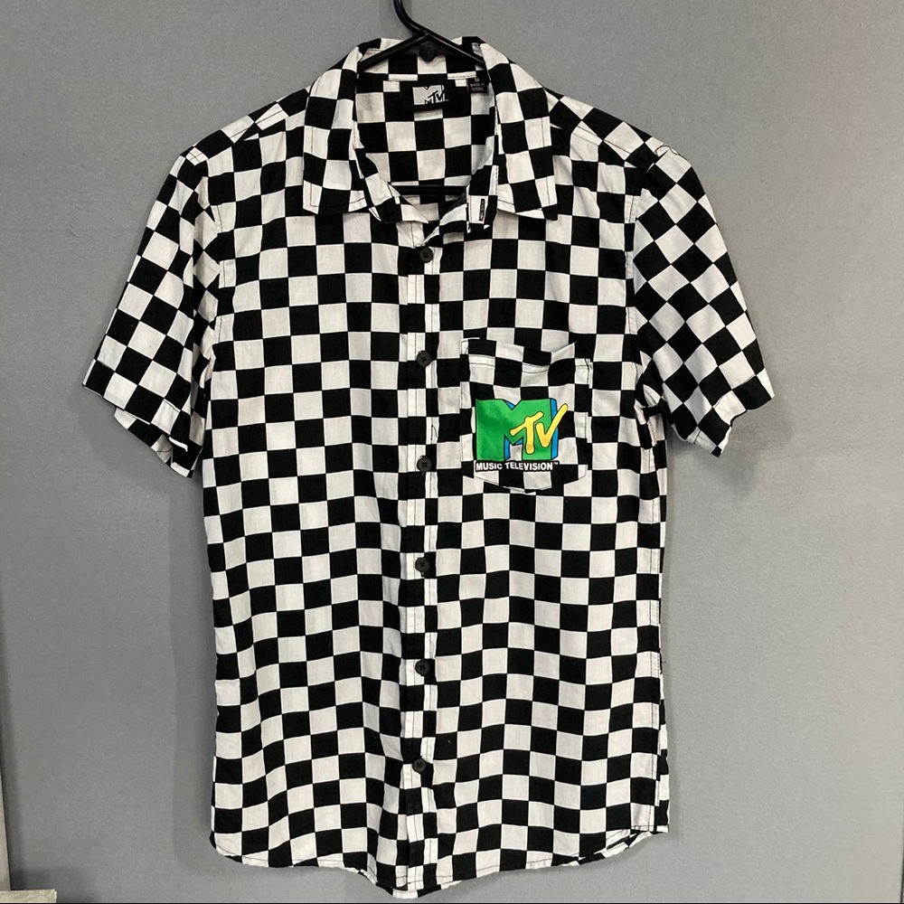 Checkered MTV Short Sleeve Button Down